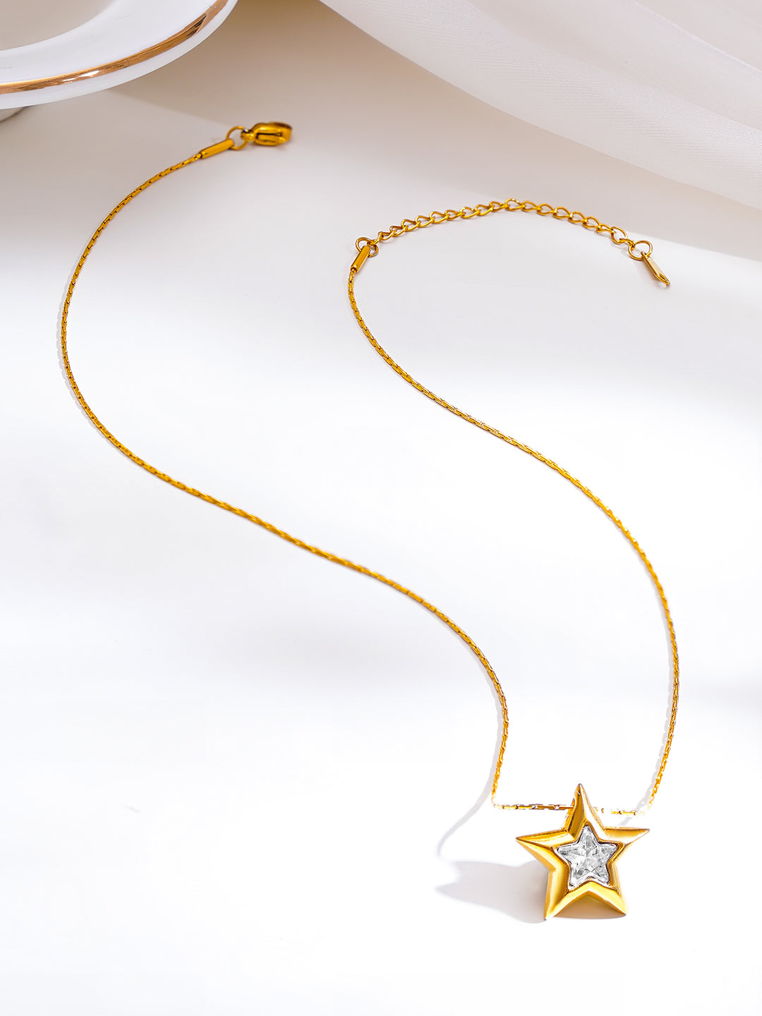 Demi Fine 18K Gold Plated Stainless Steel Crystal Star Pendant Necklace