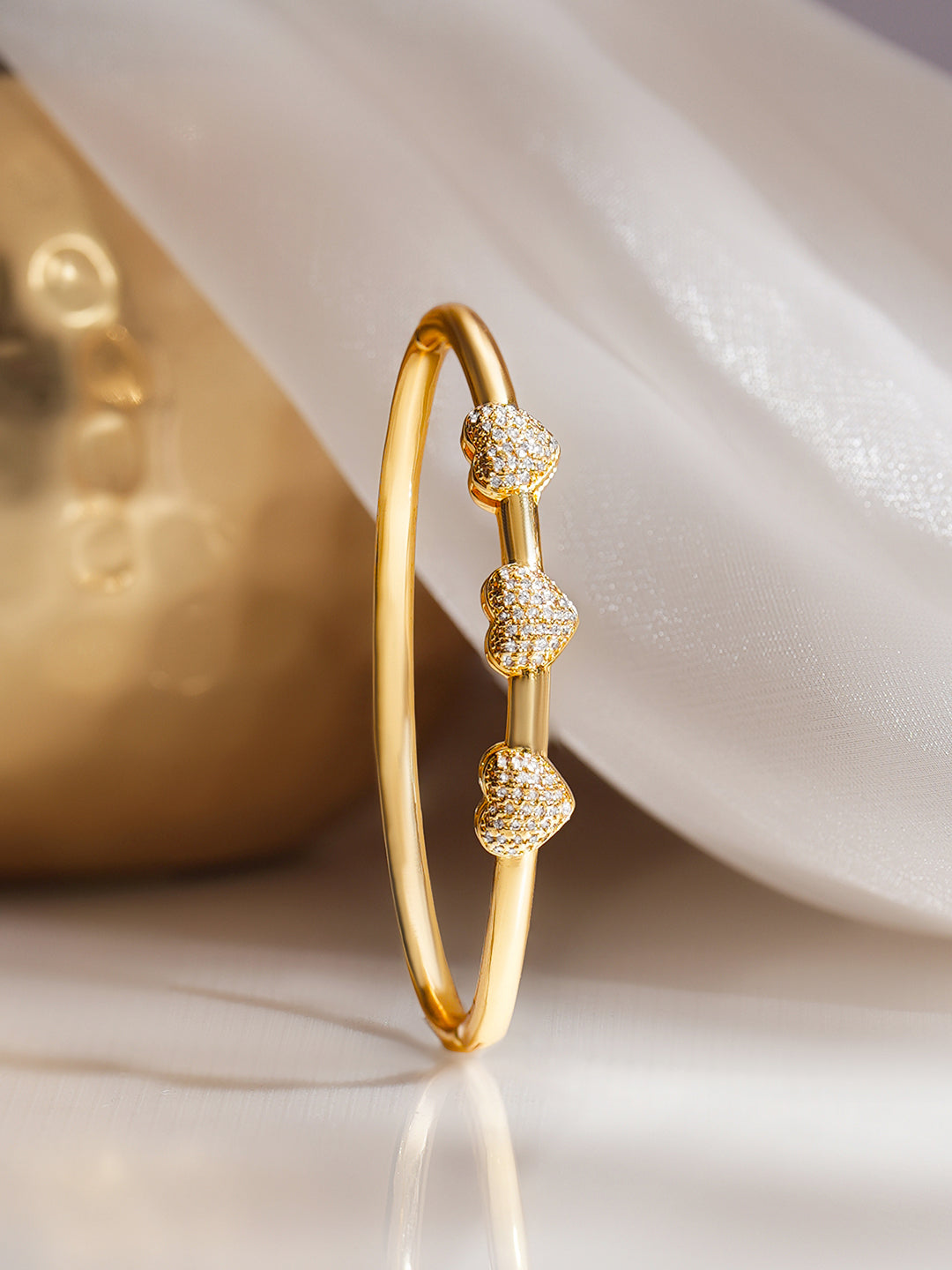 Gold Plated American Diamond Zirconia Heart Bracelet