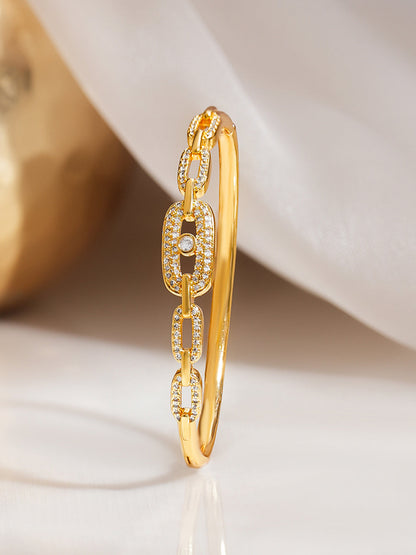 Gold Plated Chunky Chain Link American Diamond Zirconia Bracelet