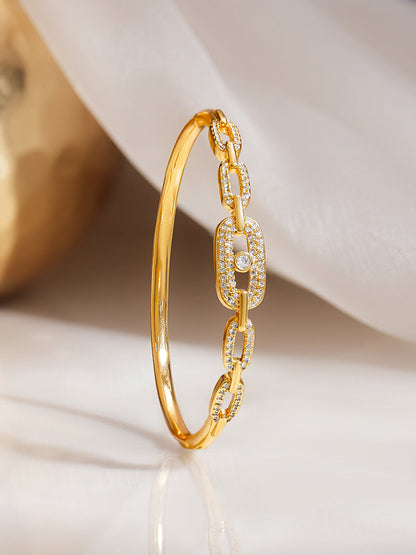 Gold Plated Chunky Chain Link American Diamond Zirconia Bracelet