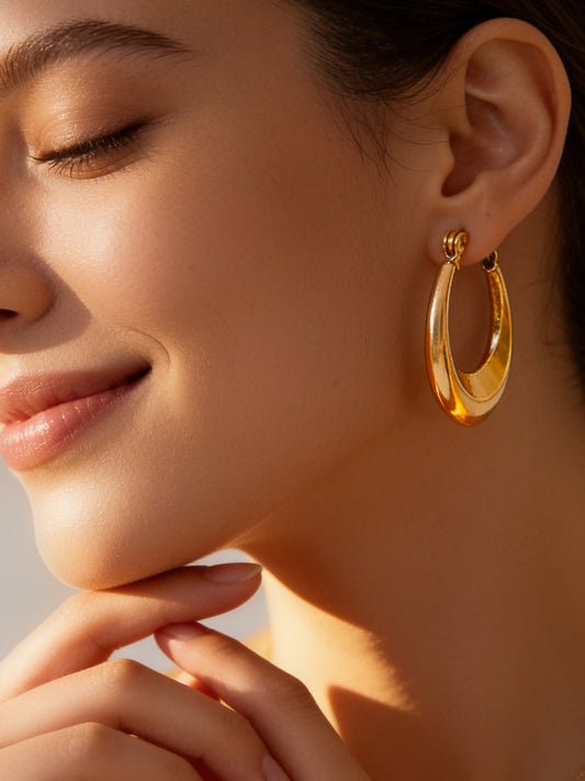 Demi Fine 18K Gold Plated Stainless Steel Chunky Hoop Earrings