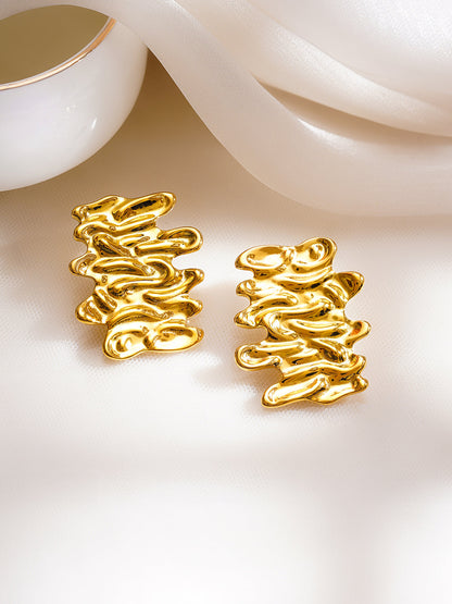 Demi Fine 18K Gold Plated Stainless Steel Statement Abstract Stud Earrings