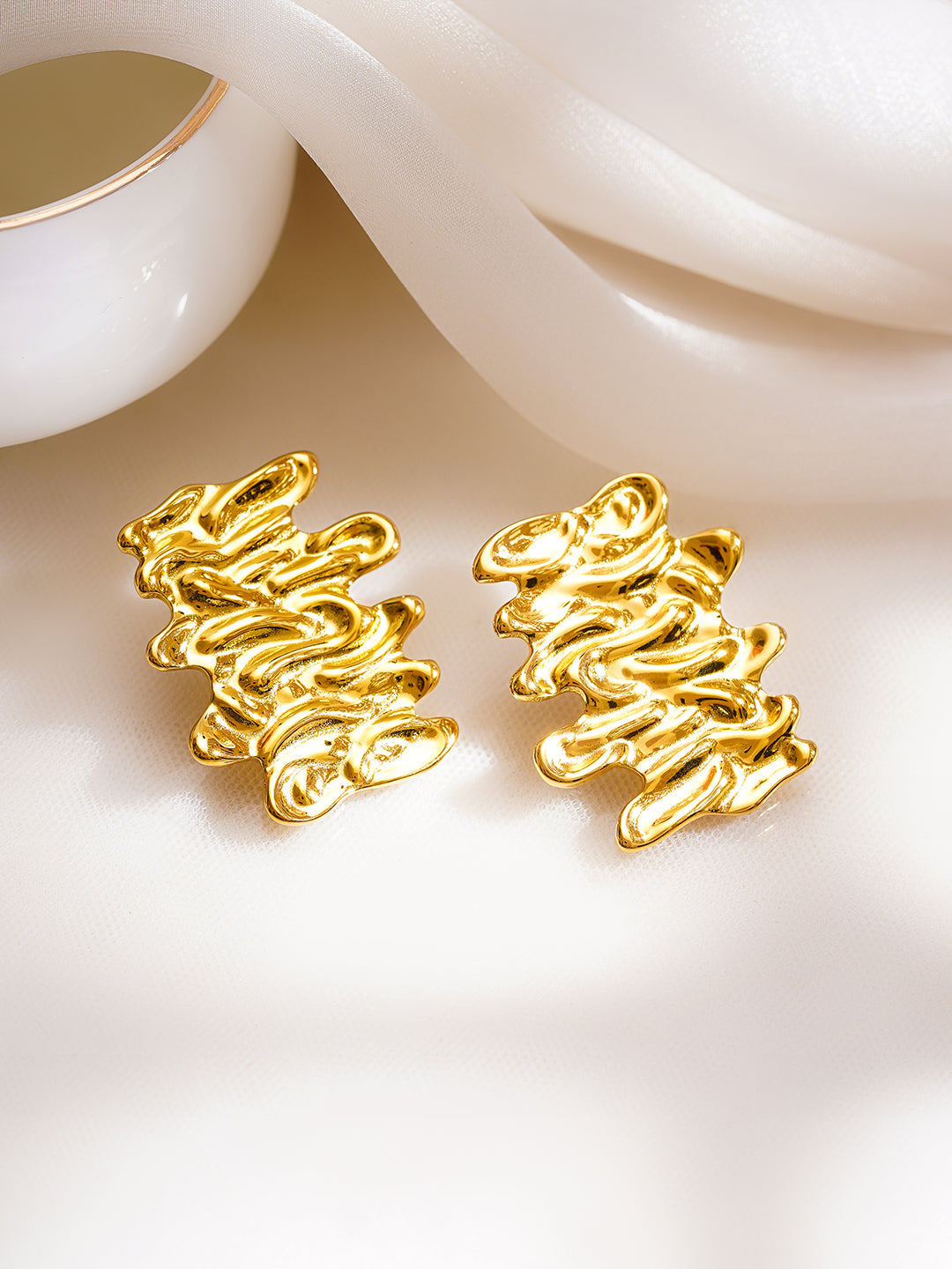 Demi Fine 18K Gold Plated Stainless Steel Statement Abstract Stud Earrings