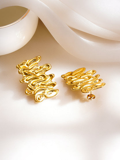 Demi Fine 18K Gold Plated Stainless Steel Statement Abstract Stud Earrings