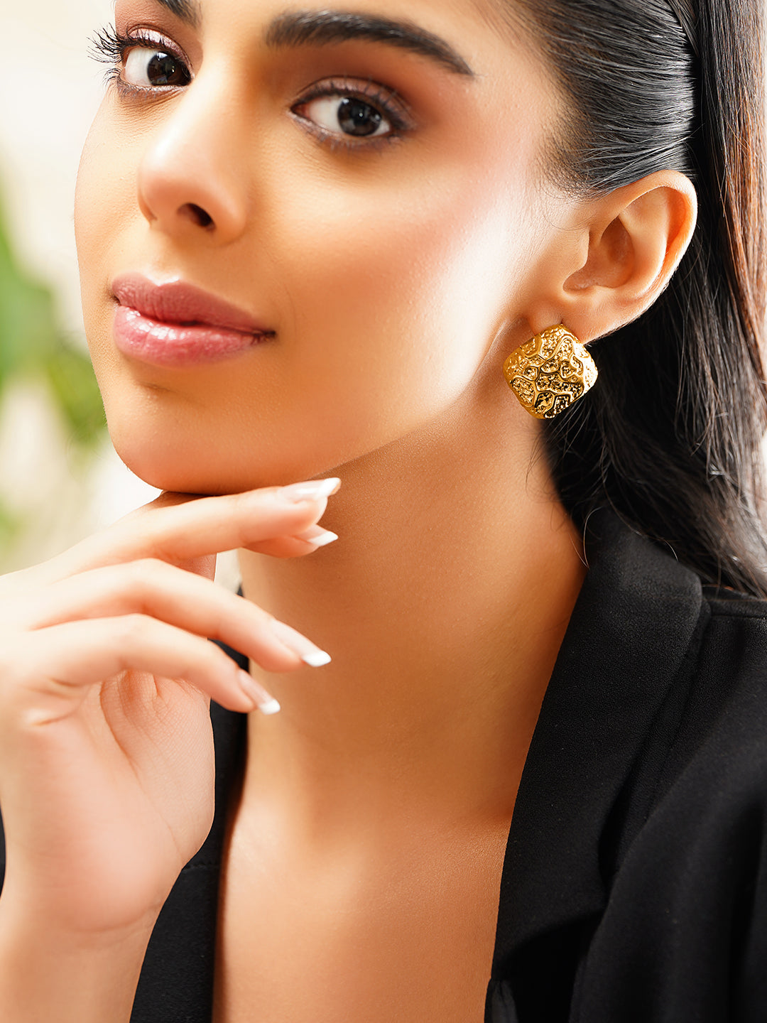 Demi Fine 18K Gold Plated Stainless Steel Statement Stud Earrings