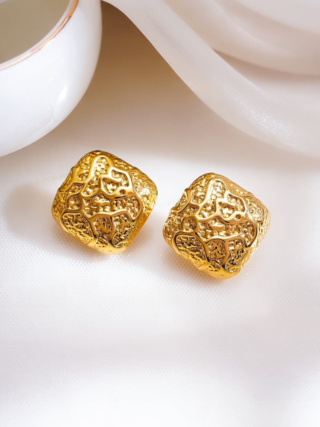 Demi Fine 18K Gold Plated Stainless Steel Statement Stud Earrings