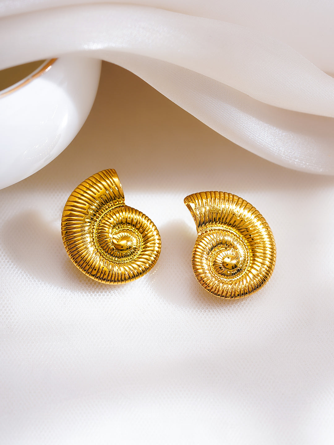 Demi Fine 18K Gold Plated Stainless Steel Spiral Shell Stud Earrings