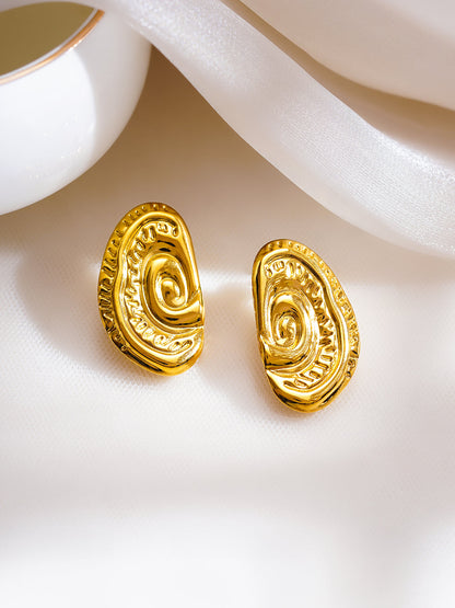 Demi Fine 18K Gold Plated Stainless Steel Spiral Medallion Stud Earrings