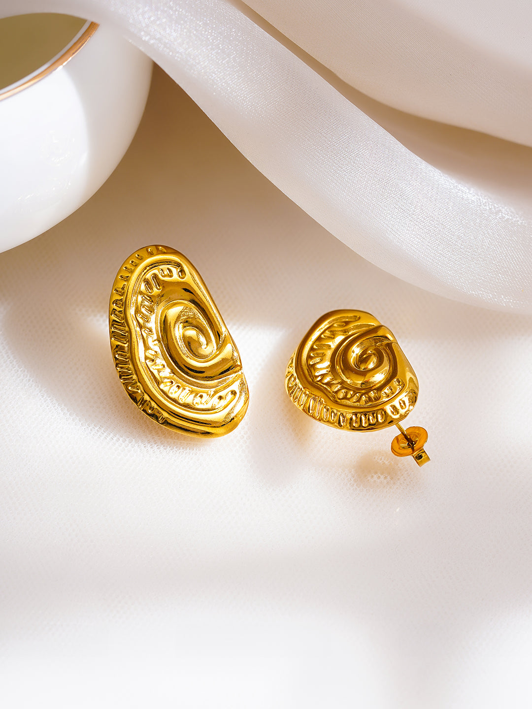 Demi Fine 18K Gold Plated Stainless Steel Spiral Medallion Stud Earrings