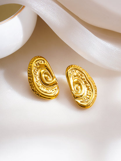 Demi Fine 18K Gold Plated Stainless Steel Spiral Medallion Stud Earrings