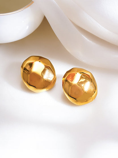 Demi Fine 18K Gold Plated Stainless Steel Hammered Disc Stud Earrings