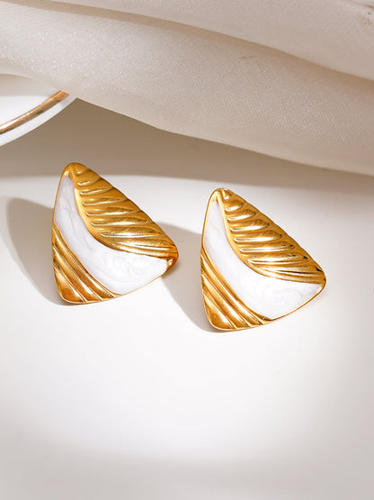 Demi Fine 18K Gold Plated Stainless Steel Triangular Textured Stud Earrings
