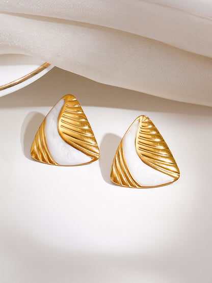 Demi Fine 18K Gold Plated Stainless Steel Triangular Textured Stud Earrings
