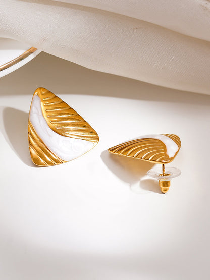 Demi Fine 18K Gold Plated Stainless Steel Triangular Textured Stud Earrings
