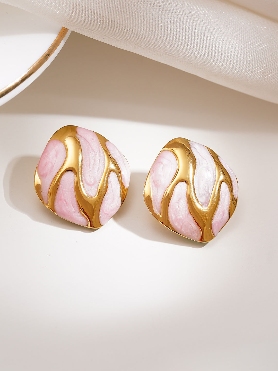 Demi Fine 18K Gold Plated Stainless steel Midnight Flame Stud Earrings