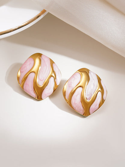 Demi Fine 18K Gold Plated Stainless steel Midnight Flame Stud Earrings