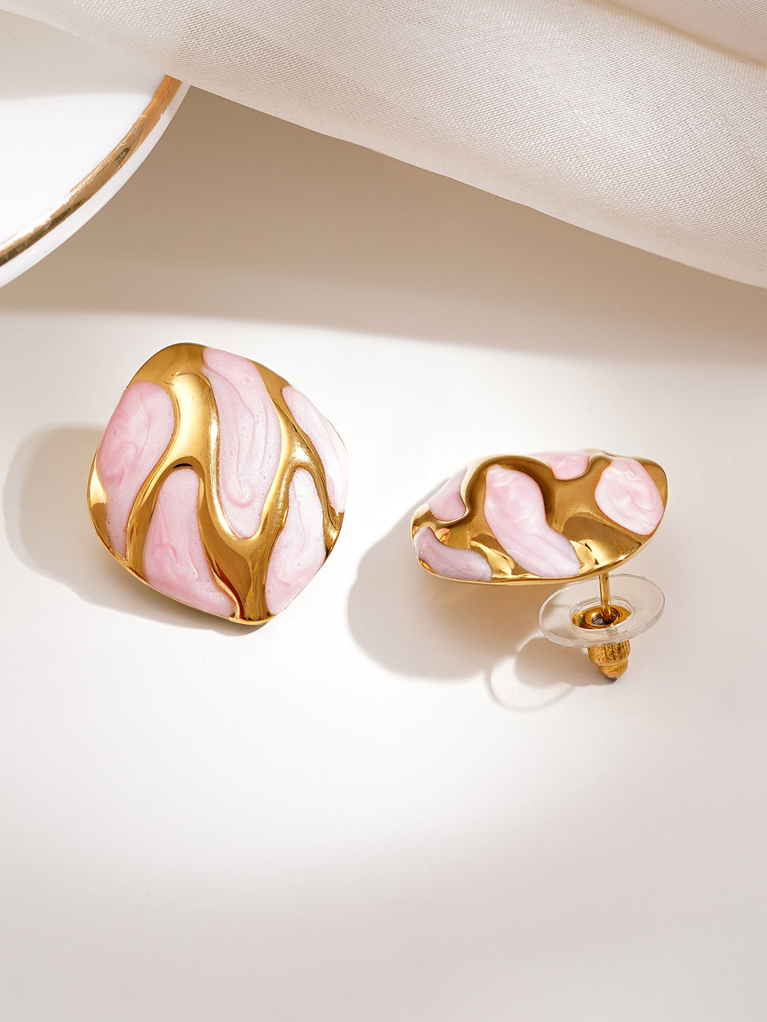 Demi Fine 18K Gold Plated Stainless steel Midnight Flame Stud Earrings