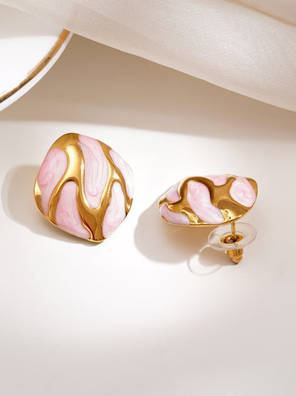 Demi Fine 18K Gold Plated Stainless steel Midnight Flame Stud Earrings