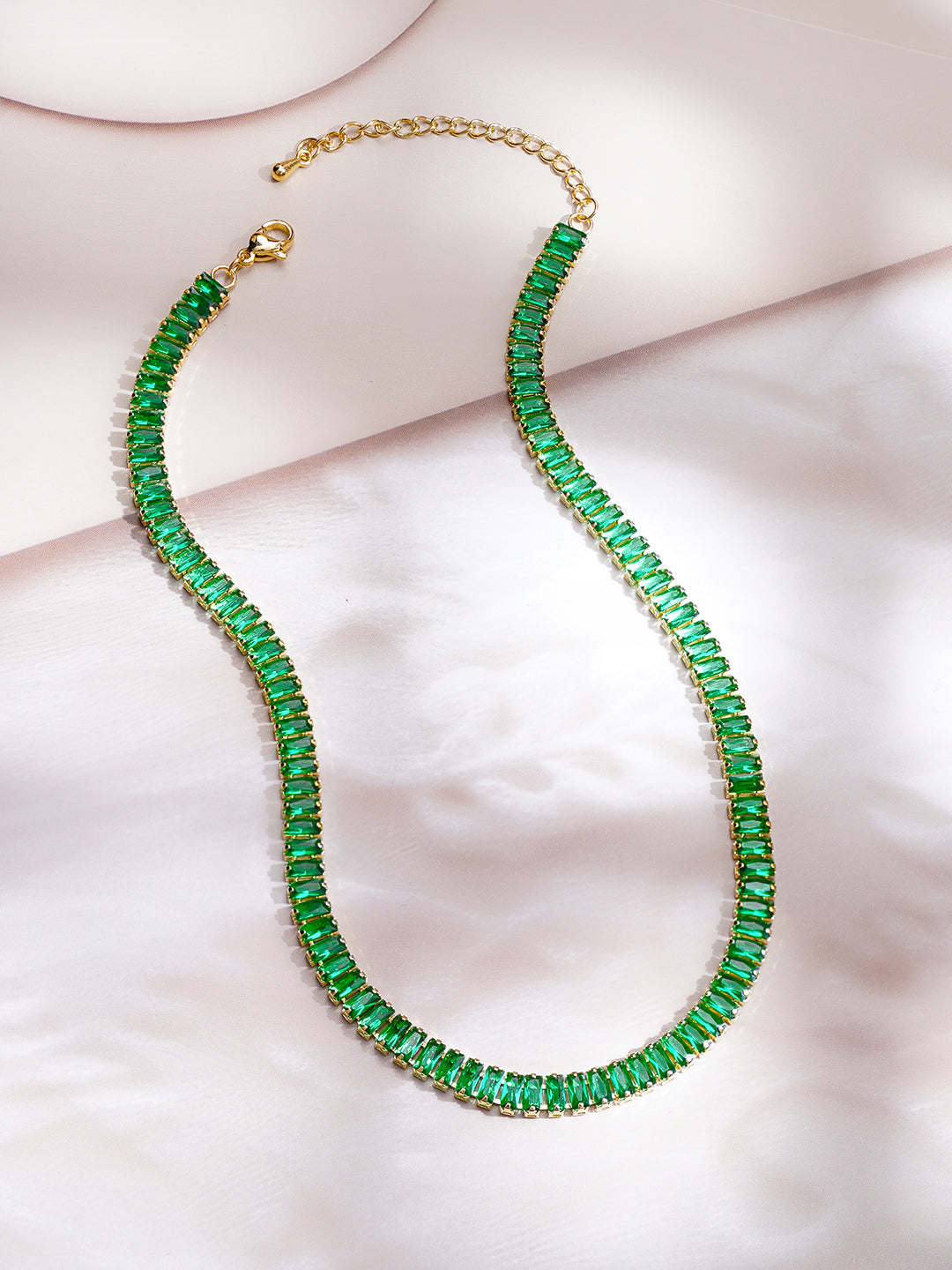 Demi Fine 18K Gold Plated Stainless steel Emerald Chunky Chain Necklace