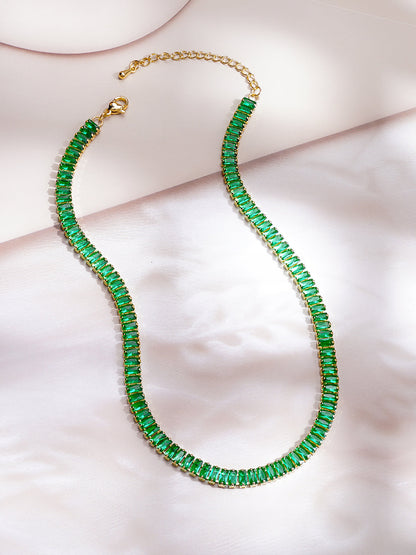 Demi Fine 18K Gold Plated Stainless steel Emerald Chunky Chain Necklace