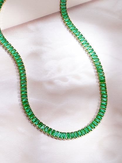 Demi Fine 18K Gold Plated Stainless steel Emerald Chunky Chain Necklace
