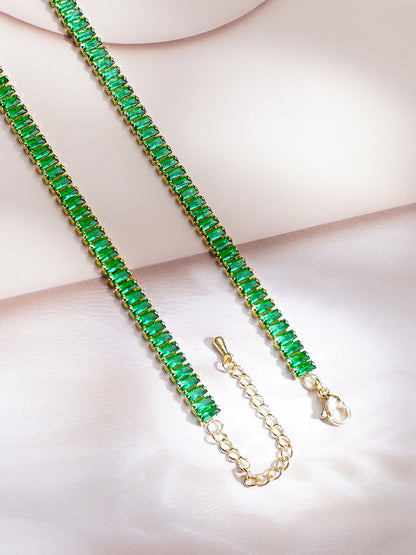 Demi Fine 18K Gold Plated Stainless steel Emerald Chunky Chain Necklace