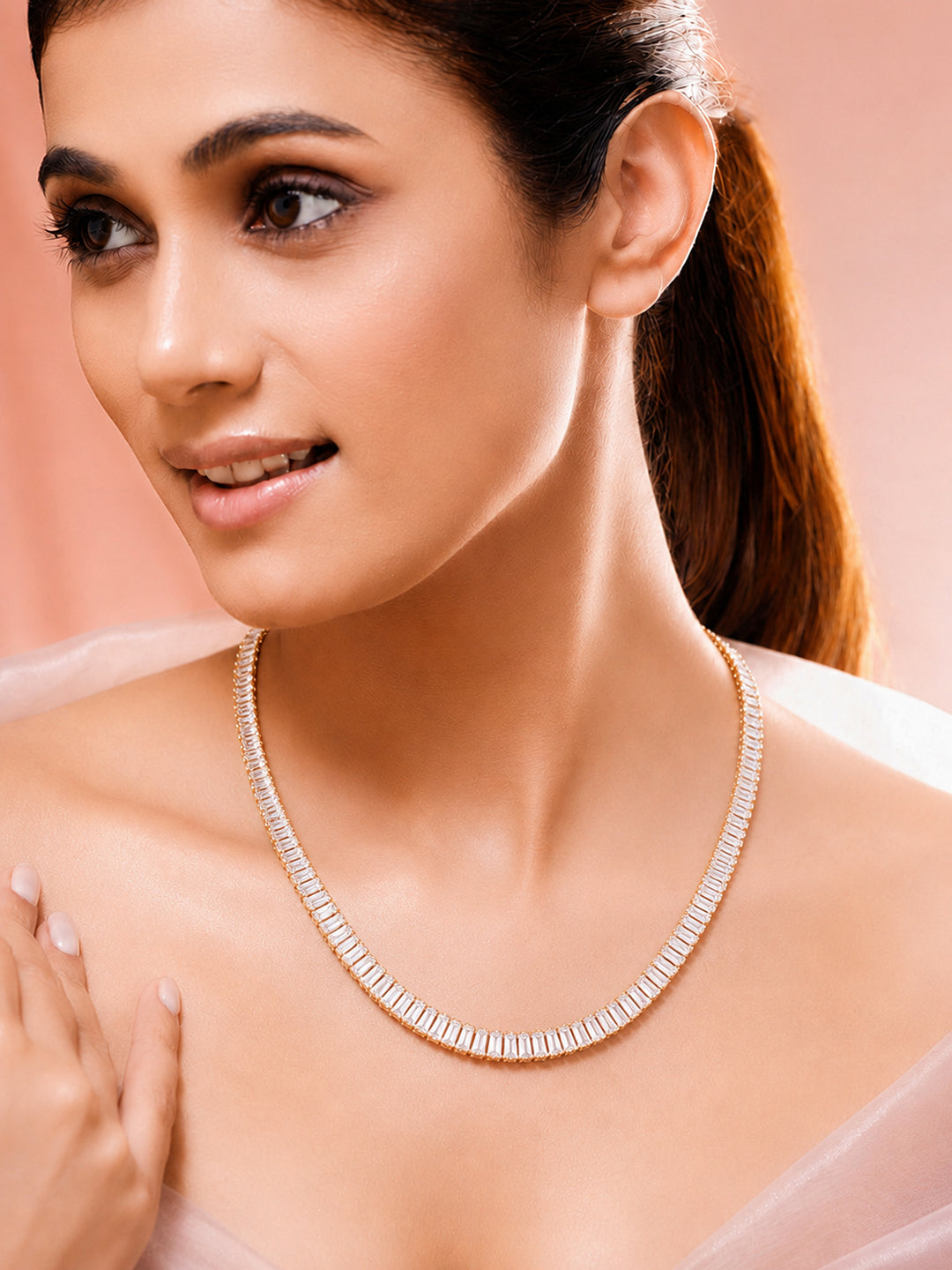 Demi Fine 18K Gold Plated Stainless steel Crystal Chunky Chain Necklace