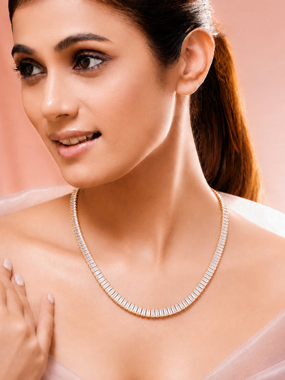 Demi Fine 18K Gold Plated Stainless steel Crystal Chunky Chain Necklace