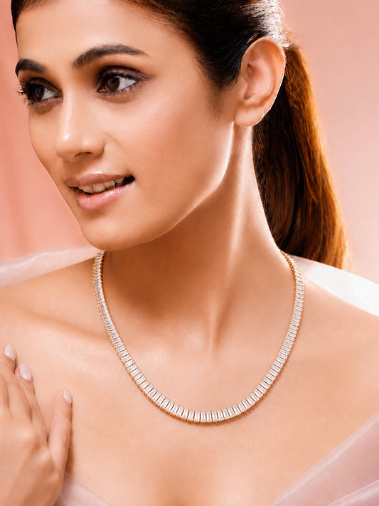 Demi Fine 18K Gold Plated Stainless steel Crystal Chunky Chain Necklace