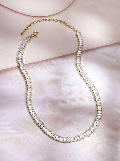 Demi Fine 18K Gold Plated Stainless steel Crystal Chunky Chain Necklace