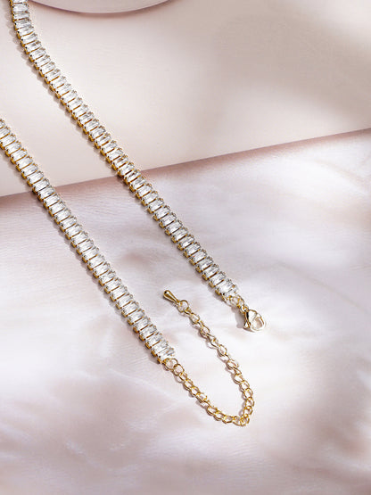 Demi Fine 18K Gold Plated Stainless steel Crystal Chunky Chain Necklace