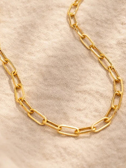 Demi Fine 18K Gold Plated Stainless steel Chunky Paperclip Chain Necklace
