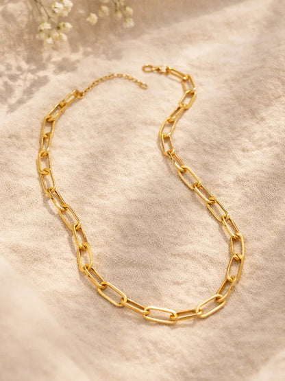 Demi Fine 18K Gold Plated Stainless steel Chunky Paperclip Chain Necklace