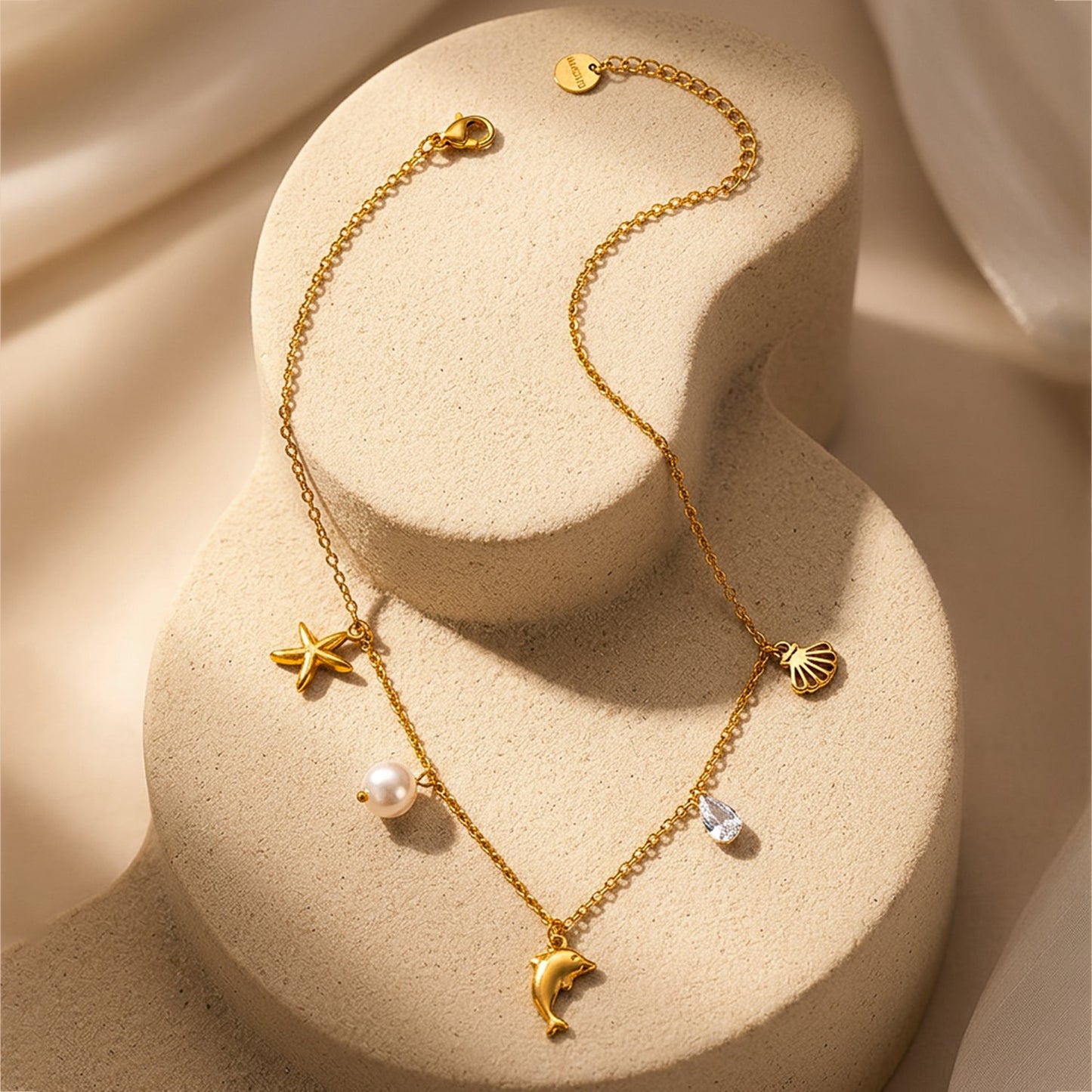 Demi Fine 18K Gold Plated Stainless Steel Coastal Multi Charm Necklace