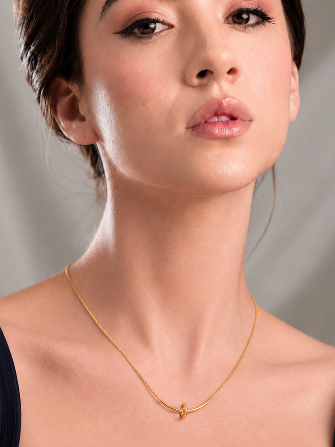 Demi Fine 18K Gold Plated Stainless Steel Minimal Knot Bar Necklace