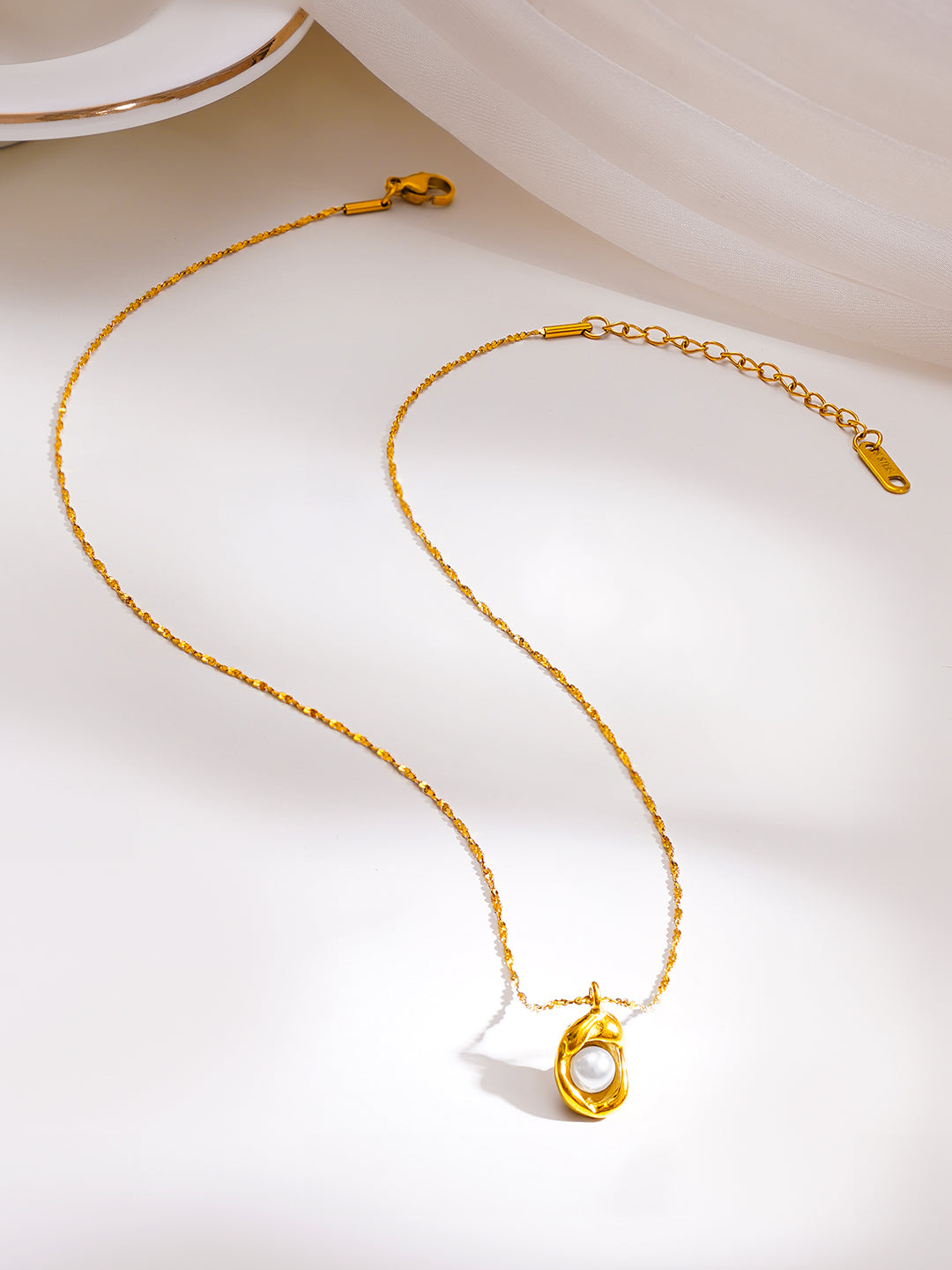 Demi Fine 18K Gold Plated Stainless Steel Pearl Pendant Necklace