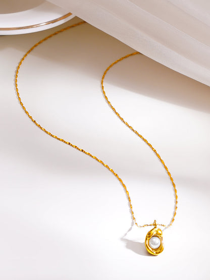 Demi Fine 18K Gold Plated Stainless Steel Pearl Pendant Necklace