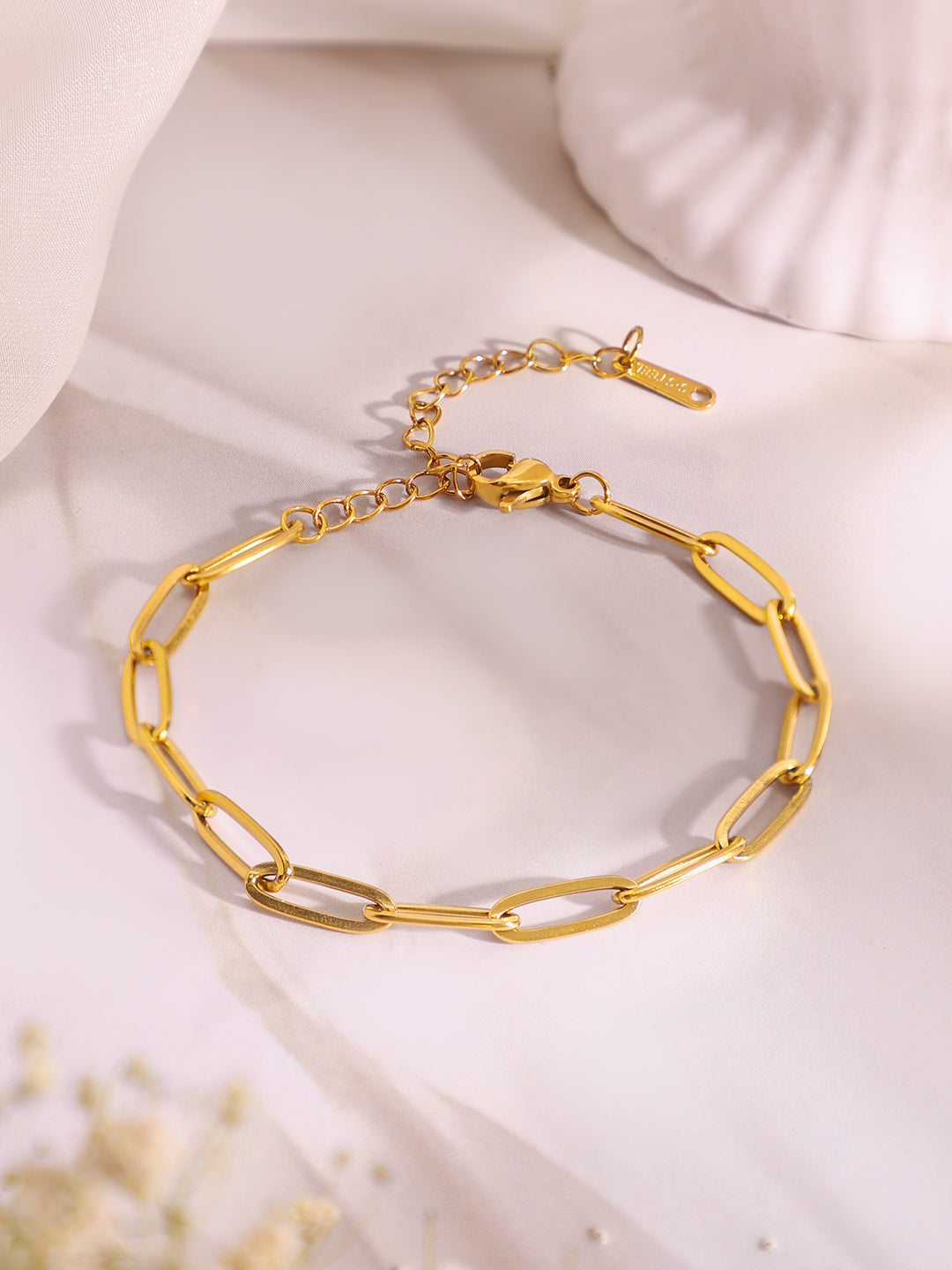 Demi Fine 18K Gold Plated Stainless Steel Paperclip Necklace & Bracelet Set