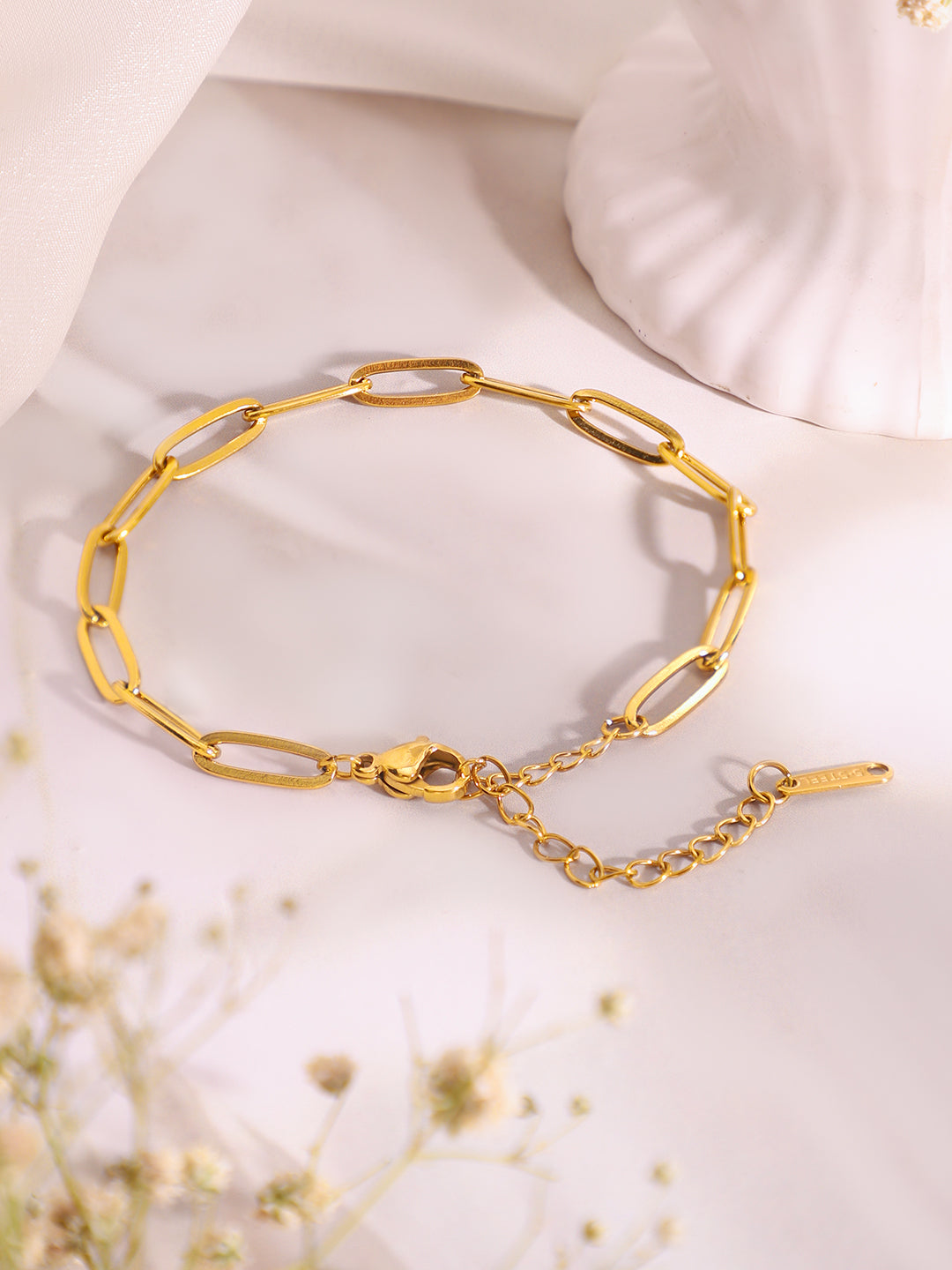 Demi Fine 18K Gold Plated Stainless Steel Paperclip Necklace & Bracelet Set