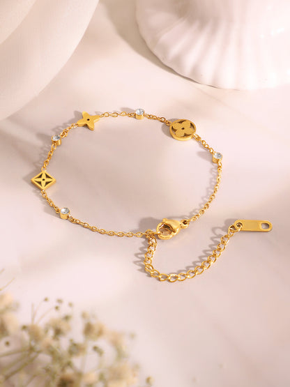Demi Fine 18K Gold Plated Stainless Steel Crystal Necklace & Bracelet Set