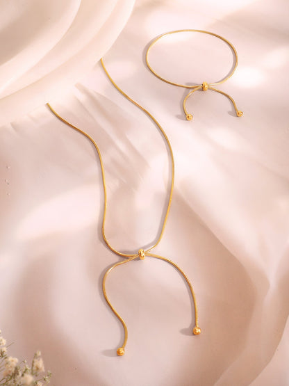 Demi Fine 18k Gold Plated Stainless Steel Knot Style Necklace With Bracelet Set