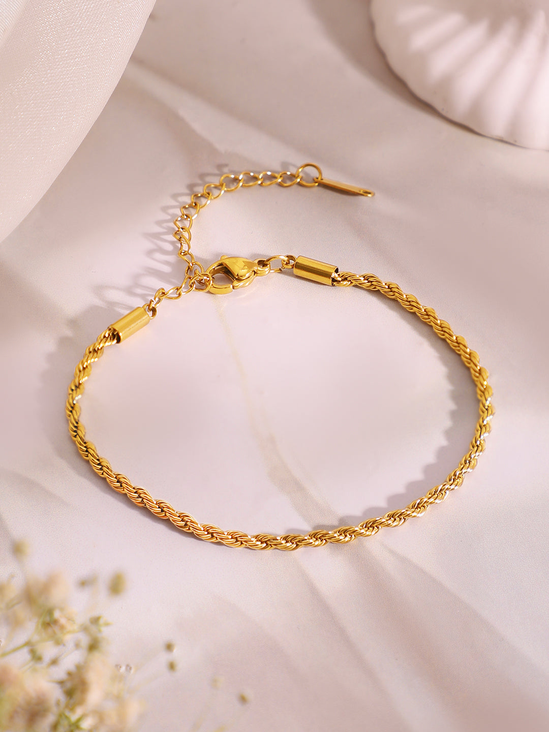 Demi Fine 18k Gold Plated Stainless Steel Twisted Rope Chain & Bracelet Set