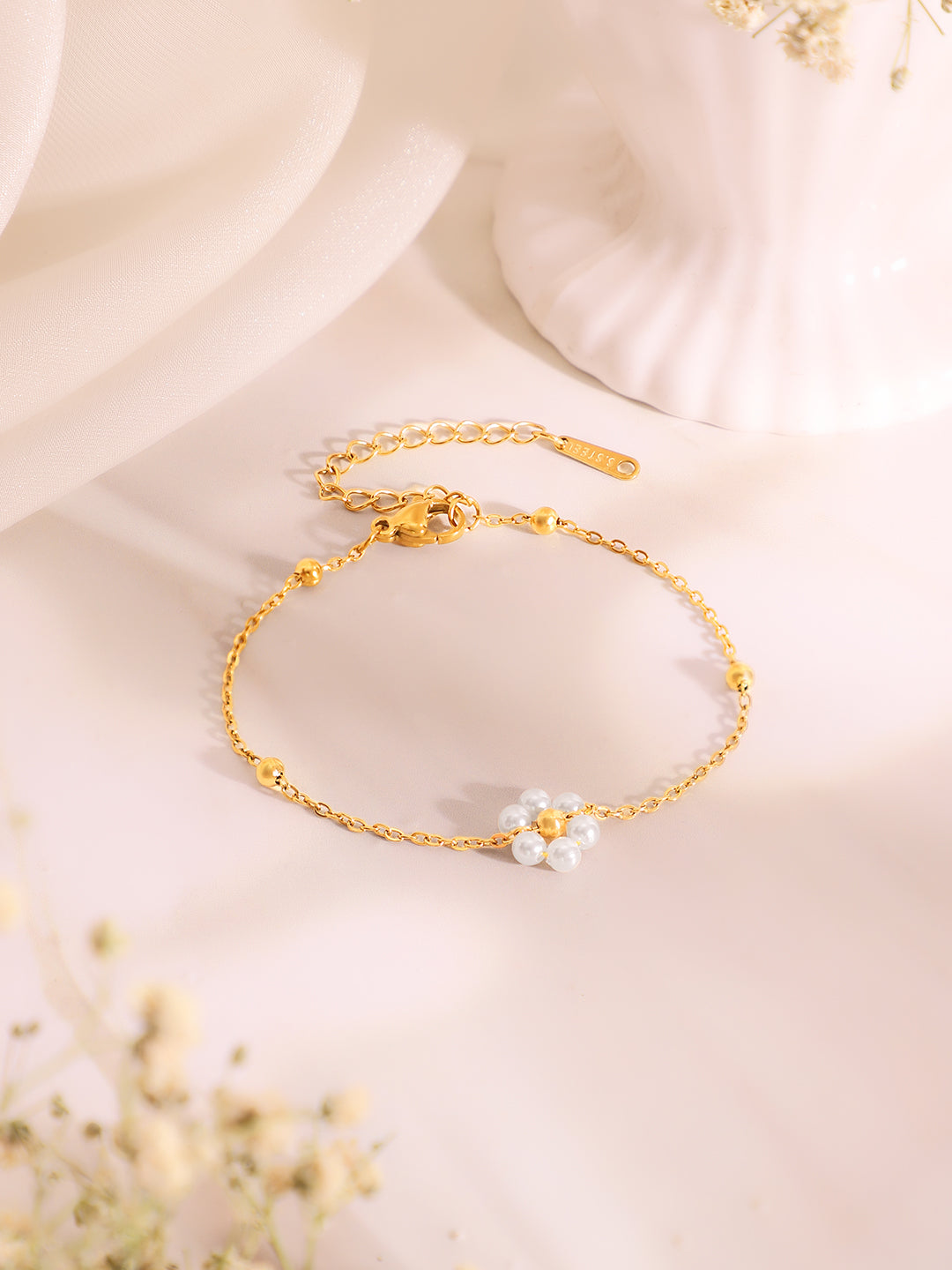 Demi Fine 18k Gold Plated Stainless Steel Pearl Necklace & Bracelet Set