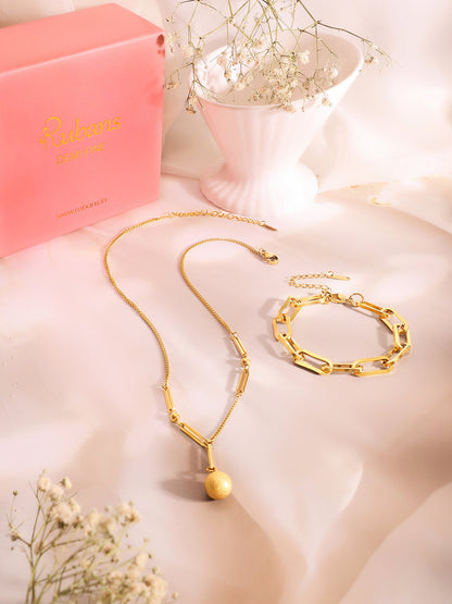 Demi Fine 18k Gold Plated Stainless Steel Paperclip Necklace & Bracelet Set