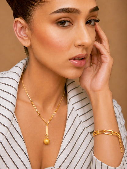 Demi Fine 18k Gold Plated Stainless Steel Paperclip Necklace & Bracelet Set
