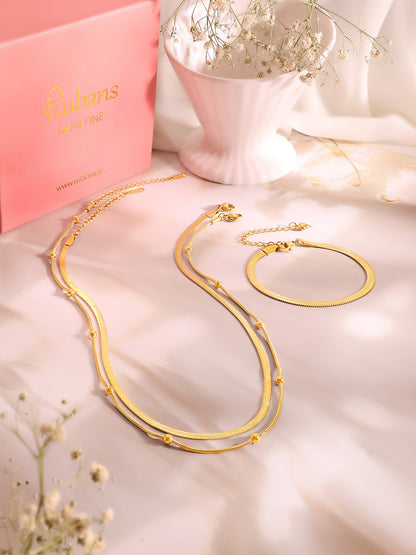 Demi Fine 18k Gold Plated Stainless Steel Snake Design Necklace & Bracelet  Set
