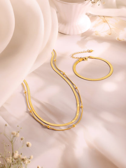 Demi Fine 18k Gold Plated Stainless Steel Snake Design Necklace & Bracelet  Set