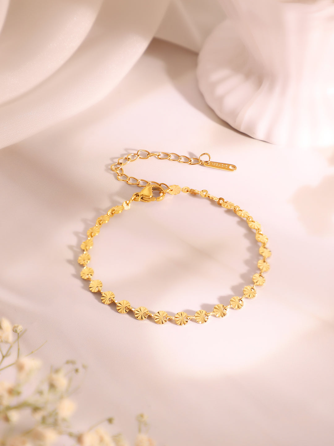 Demi Fine 18k Gold Plated Stainless Steel Textured Necklace & Bracelet Set