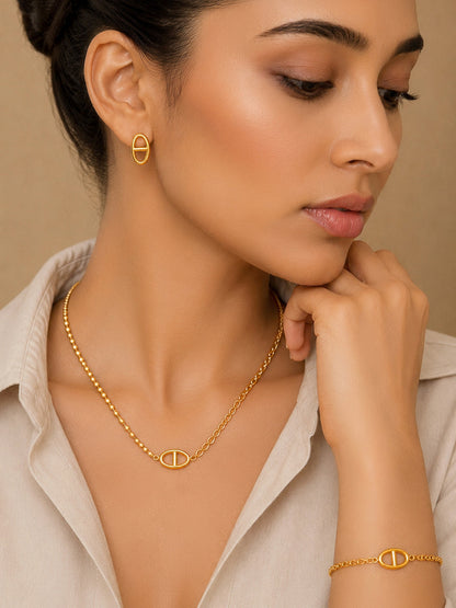 Demi Fine 18k Gold Plated Stainless Steel Loop Design Combo Set