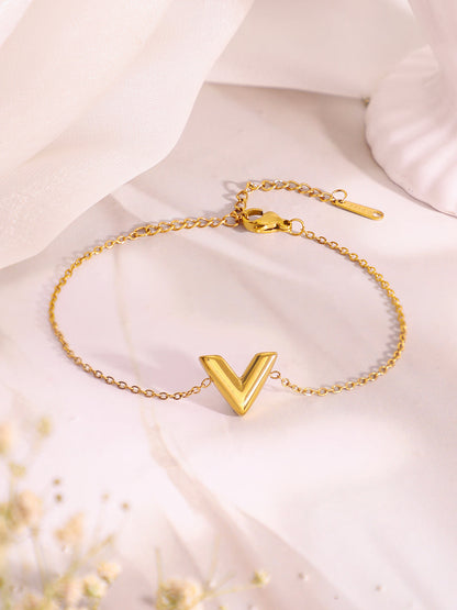 Demi Fine 18k Gold Plated Stainless Steel V Design Combo Set